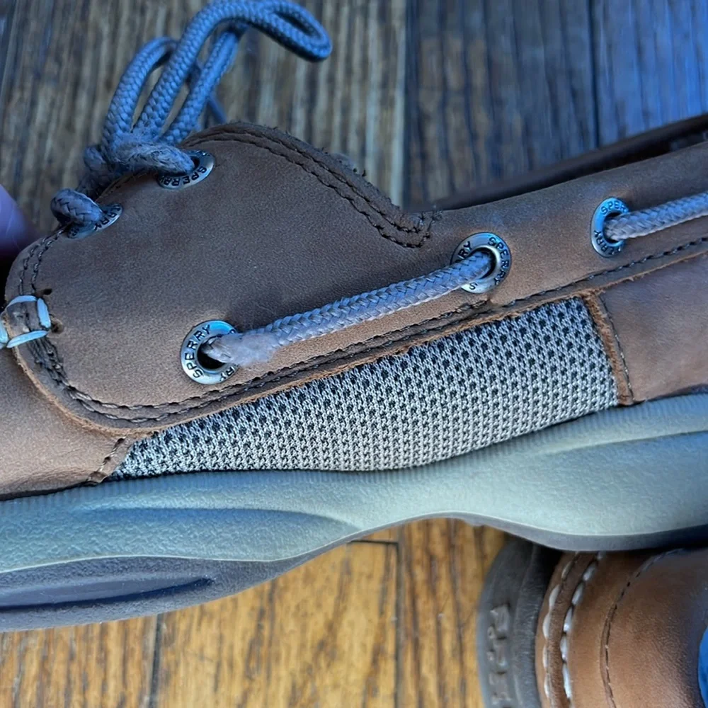 Sperry topsider boat shoes tan leather preppy men’s 8